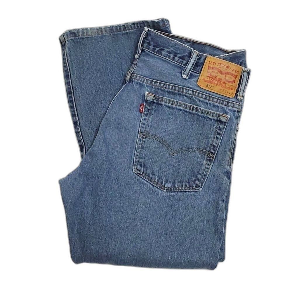 Levi's 517 Mens 38 x 29 Regular Boot Cut Denim Blue Jeans